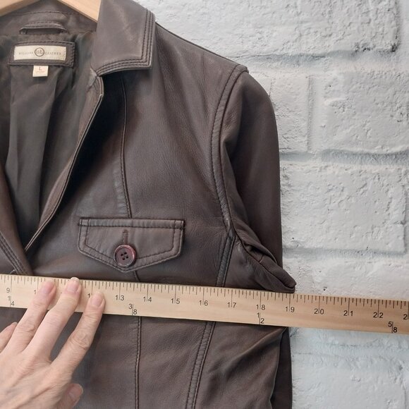 Vintage Wilsons Authentic Leather Jacket Womens Medium / Large Brown Button Up - Picture 9 of 13